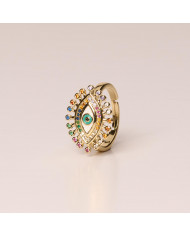 Anillo acero dorado ojo turco multicolor Occhio