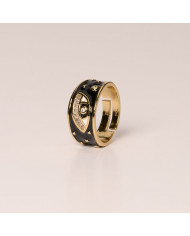 Anillo acero esmalte dorado negro Eye Black