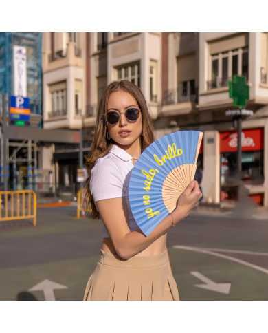 Abanico azul Yo no sudo, brillo