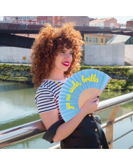 Abanico azul Yo no sudo, brillo