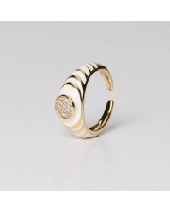 Anillo acero esmalte dorado blanco Bere