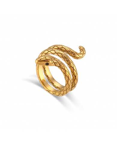 Anillo acero dorado Snake