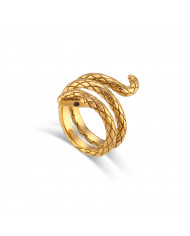 Anillo acero dorado Snake