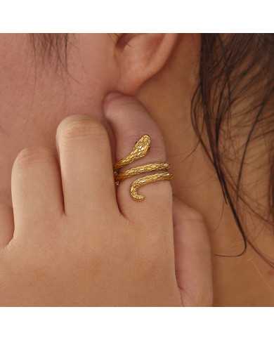 Anillo acero dorado Snake