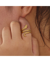 Anillo acero dorado Snake