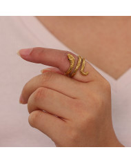 Anillo acero dorado Snake
