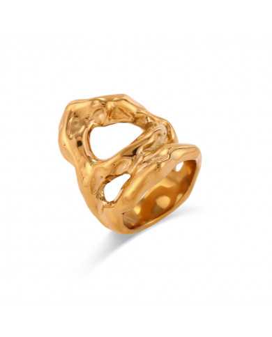 Anillo acero dorado Gaya