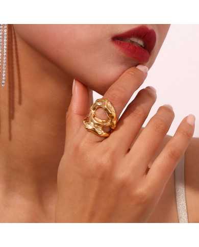 Anillo acero dorado Gaya