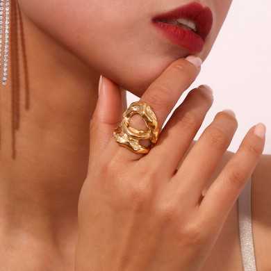 Anillo acero dorado Gaya