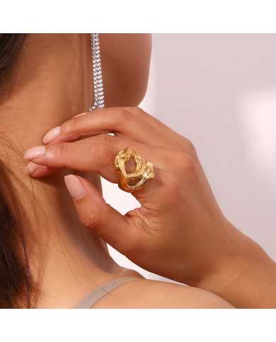 Anillo acero dorado Gaya Anillo acero dorado Gaya