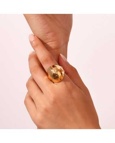 Anillo acero dorado Martilla