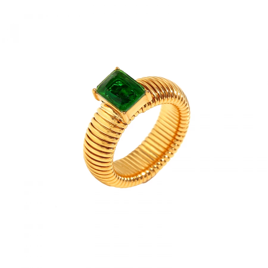 Anillo acero dorado Agatha
