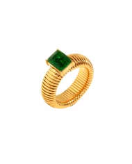 Anillo acero dorado Agatha