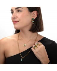 Anillo acero dorado Agatha