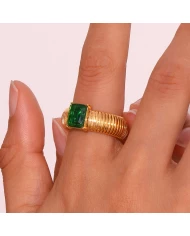Anillo acero dorado Agatha