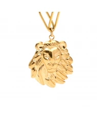 Collar acero dorado León