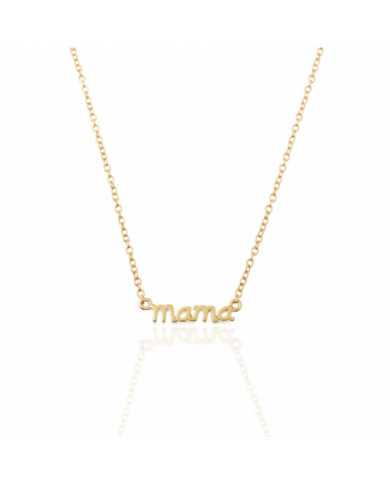 Cadena dorada fina con la palabra "Mamá"