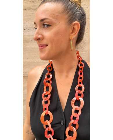 Collar resina largo Desirée tonos naranjas