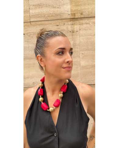 Collar Linda rojo y dorado