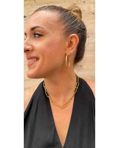 Collar cadena acero dorada