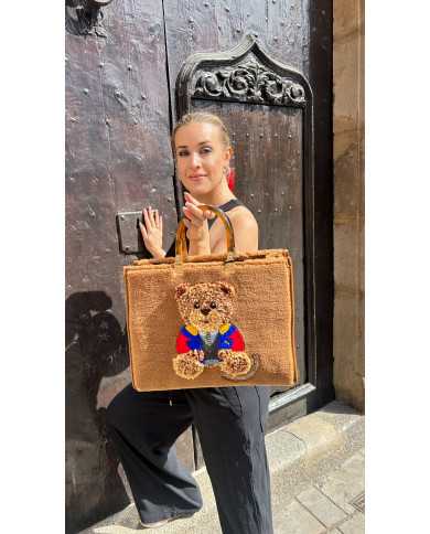 Bolso tote XL Marvin peluche marrón (Rue Madam)