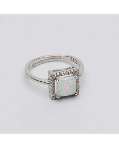 Anillo Plata circonitas piedra natural Folly