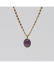 Collar acero dorado piedra natural lila Ager