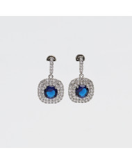 Pendientes acero plateado circonitas azul Yoer Pendientes acero plateado circonitas azul Yoer