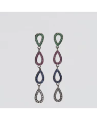 Pendiente acero plateado con circonitas Poppa