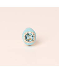 Anillo plata baño oro esmalado turquesa circonitas Choe