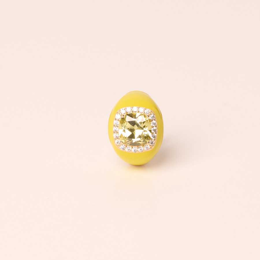 Anillo plata baño oro esmaltado amarillo circonitas Choe