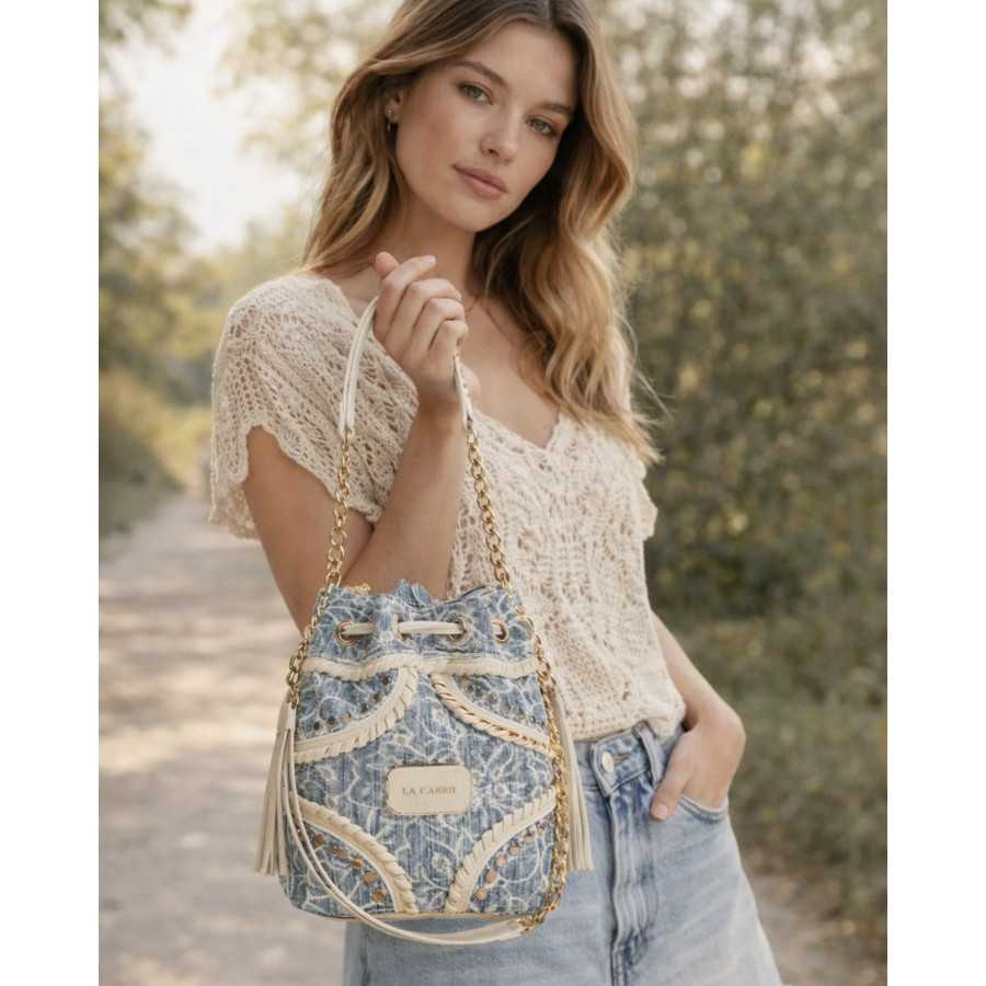 Bolso denim y blanco Baltimore by La Carrie Bolso denim y blanco Baltimore by La Carrie