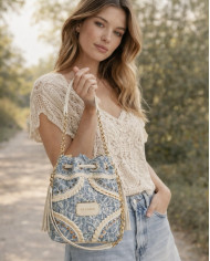 Bolso denim y blanco Baltimore by La Carrie Bolso denim y blanco Baltimore by La Carrie