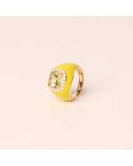 Anillo plata baño oro esmaltado amarillo circonitas Choe