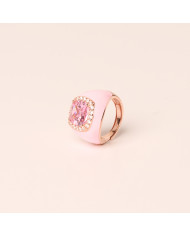 Anillo plata baño oro esmaltado rosa baby circonitas Choe Anillo plata baño oro esmaltado rosa baby circonitas Choe