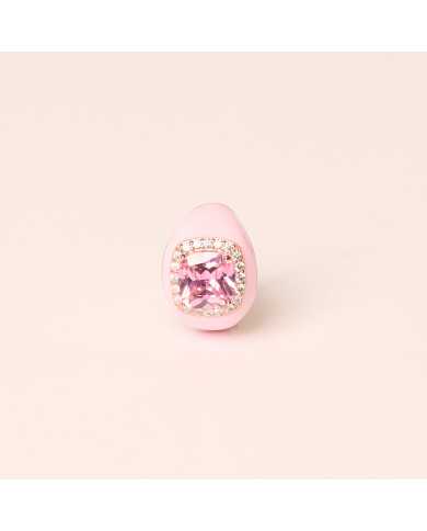Anillo plata baño oro esmaltado rosa baby circonitas Choe