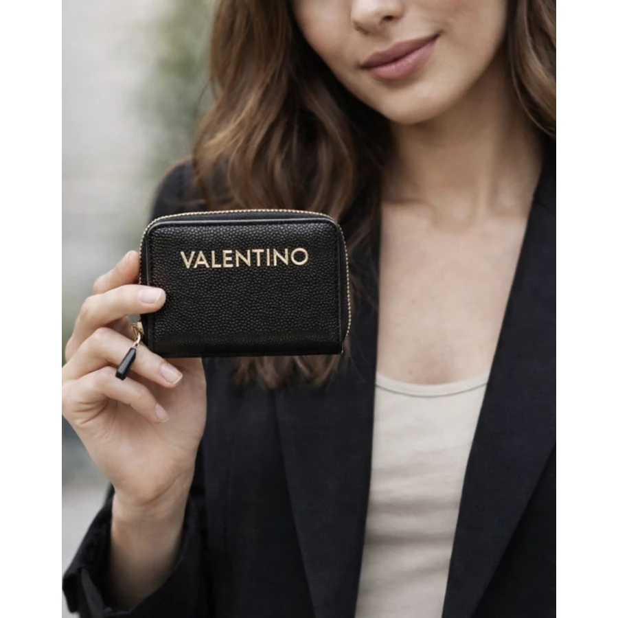 Monedero Bette mini negro dorado by Valentino