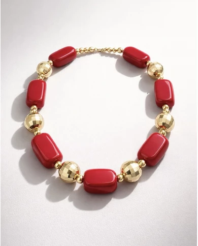 Collar Linda rojo y dorado