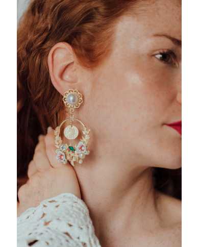 Pendientes dorados acero Flores Floe