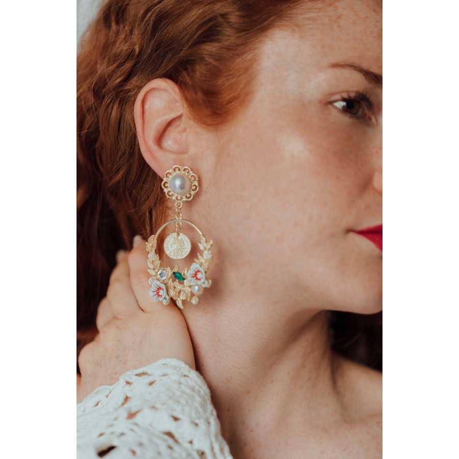 Pendientes dorados acero Flores Floe