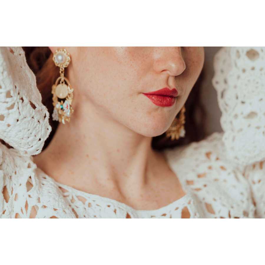 Pendientes dorados acero Flores Floe