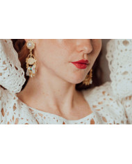 Pendientes dorados acero Flores Floe