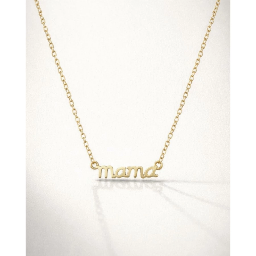 Cadena dorada fina con la palabra "Mamá"