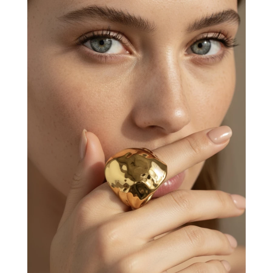 Anillo acero dorado Martilla Anillo acero dorado Martilla