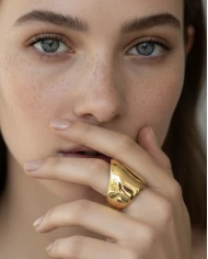 Anillo acero dorado Marta Oro