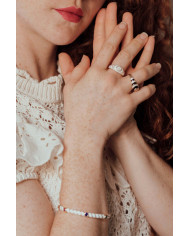 Anillo acero esmalte dorado blanco Bere