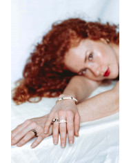 Anillo acero esmalte dorado blanco Bere