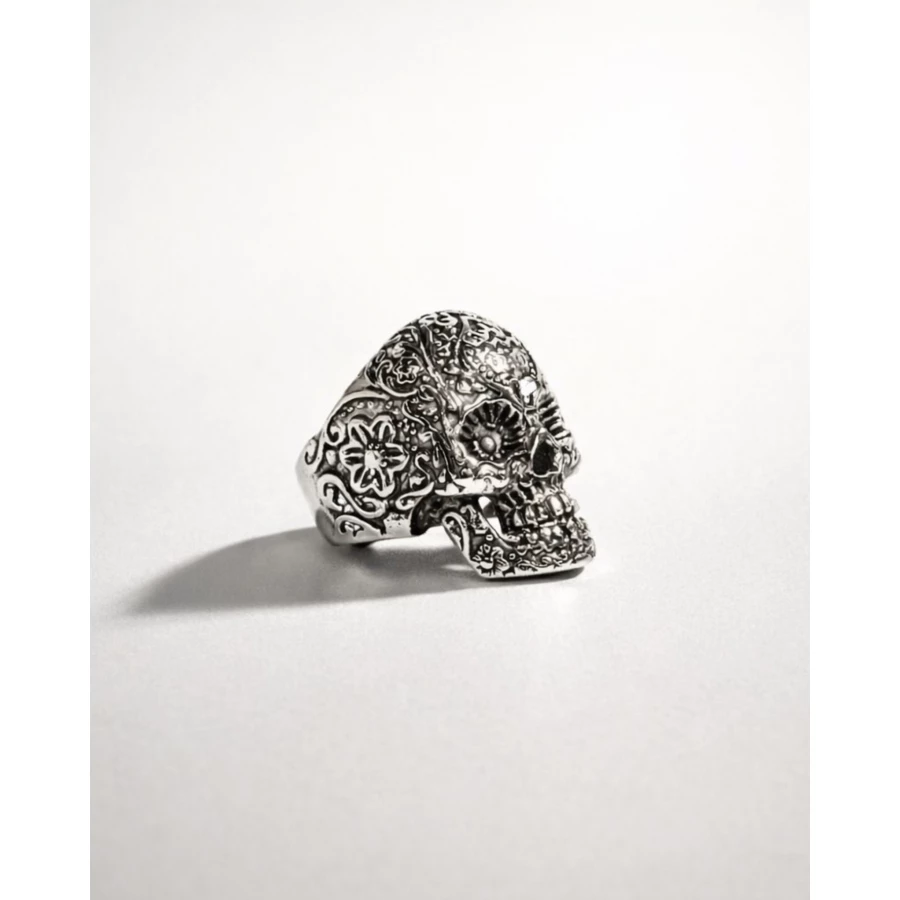 Anillo acero plateado Calavera chico