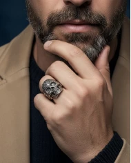 Anillo acero plateado Calavera chico