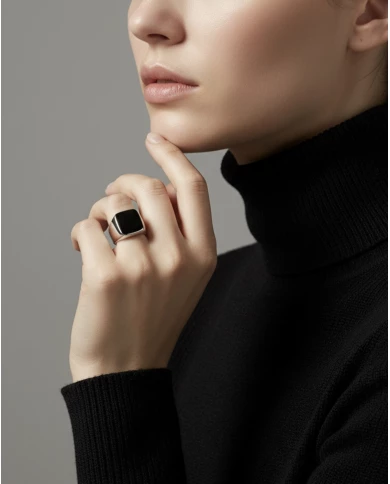 Anillo acero plateado liso chico